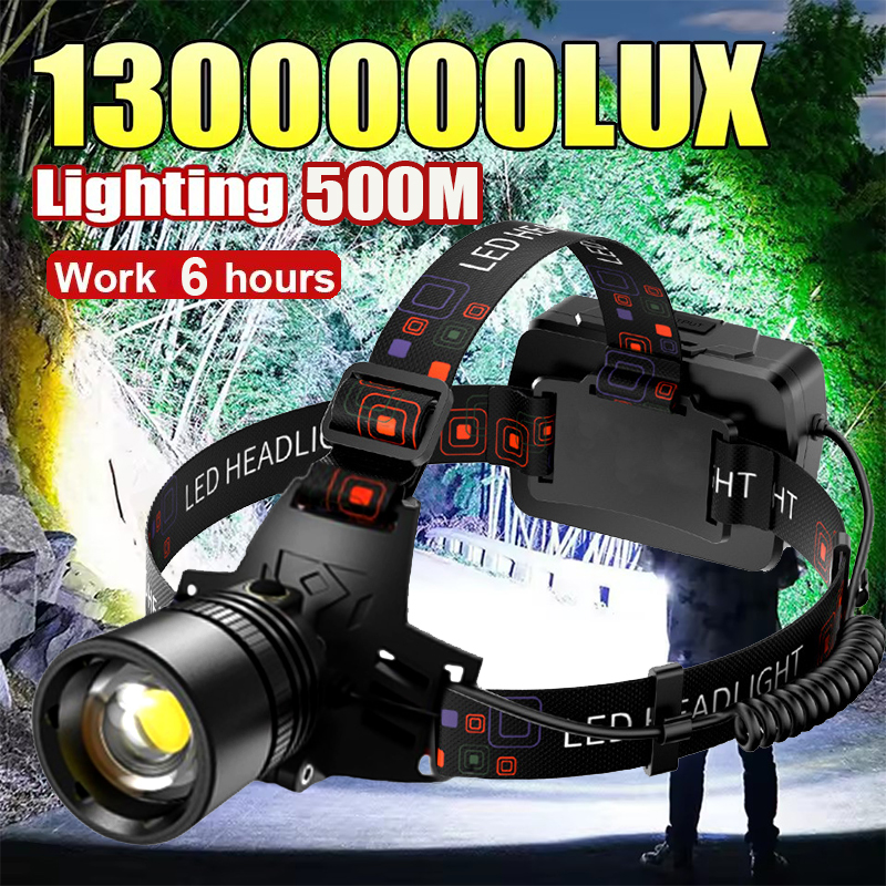Potente faro LED de aleación de aluminio, faro delantero LED de 3 modos, linterna frontal impermeable para exteriores