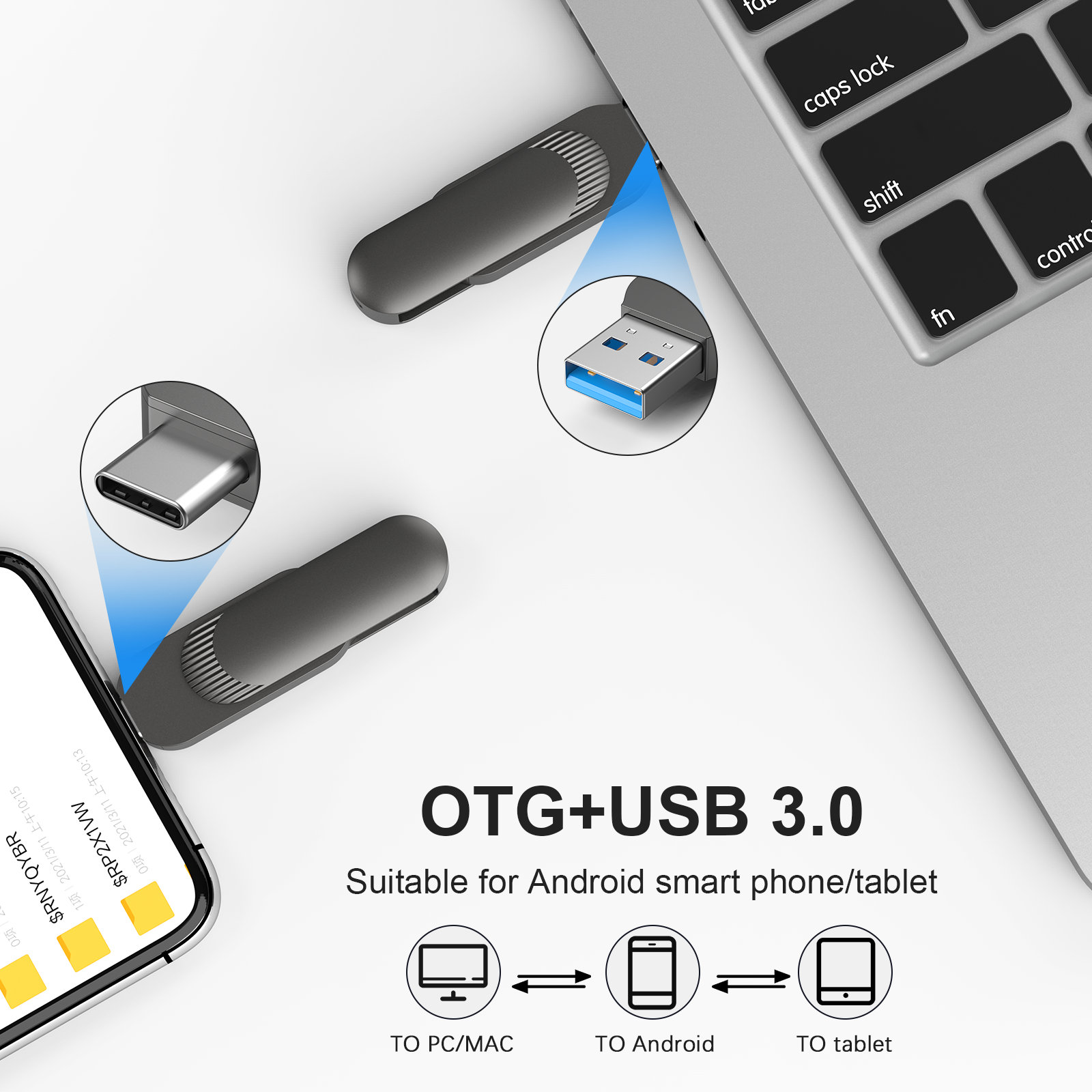 Topesel usb-c-stick, dual 2- -in- -1 otg typ  c 3.0, robustes metallgehäuse, drehbarer usb-stick, speicherstick, usb-stick für fotos