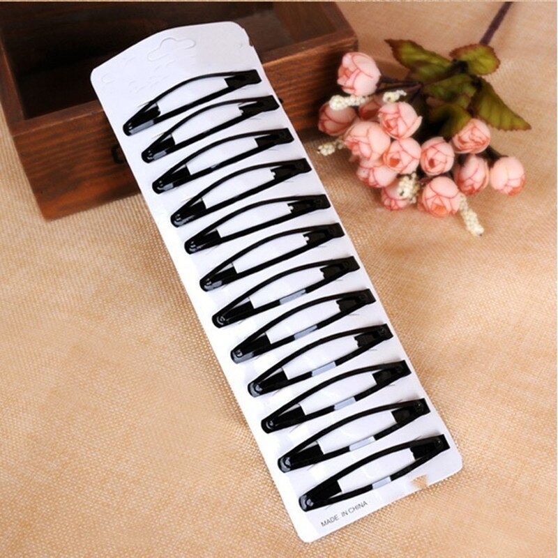 12Pcs/Set Black Metal Hair Barrettes Hairpins BB Headbands Hair Clips For Girls Bride Womens Hairgrips Hair Styling Accessories: 7.5CM