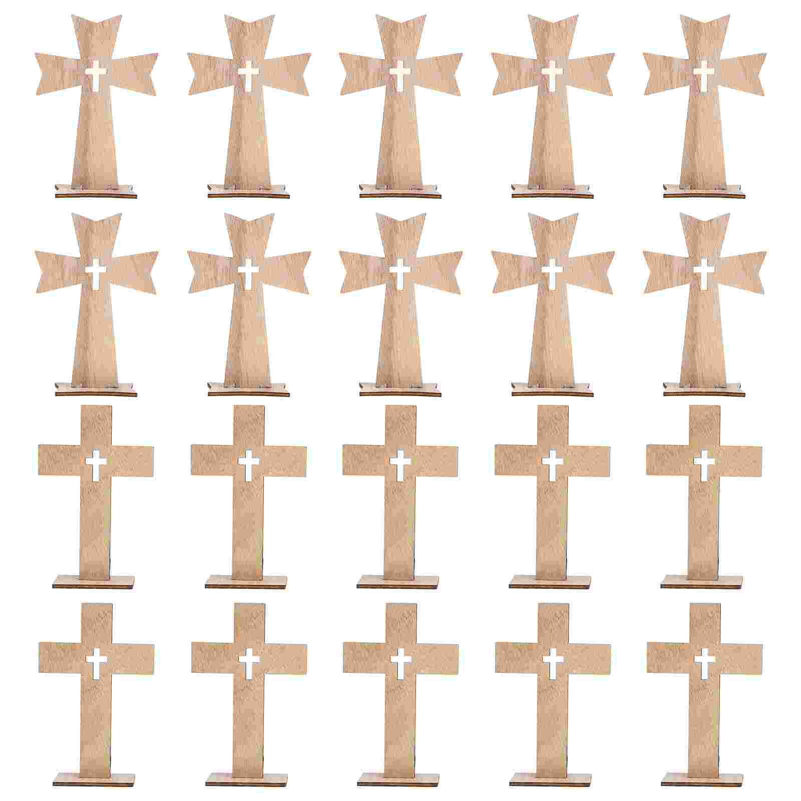 20Sets Eenvoudige Houten Cross Vorm Sieren Voor Home Decor Houten Kruis Ornament Voor Thuis