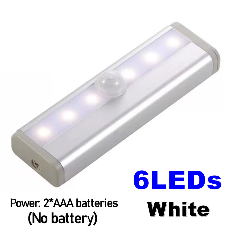 Luz LED con Sensor de movimiento PIR para armario, luces de armario con Sensor automático, lámpara de luz nocturna para cajón, lámpara de interior, 6/10 LED: Rojo, verde y azul