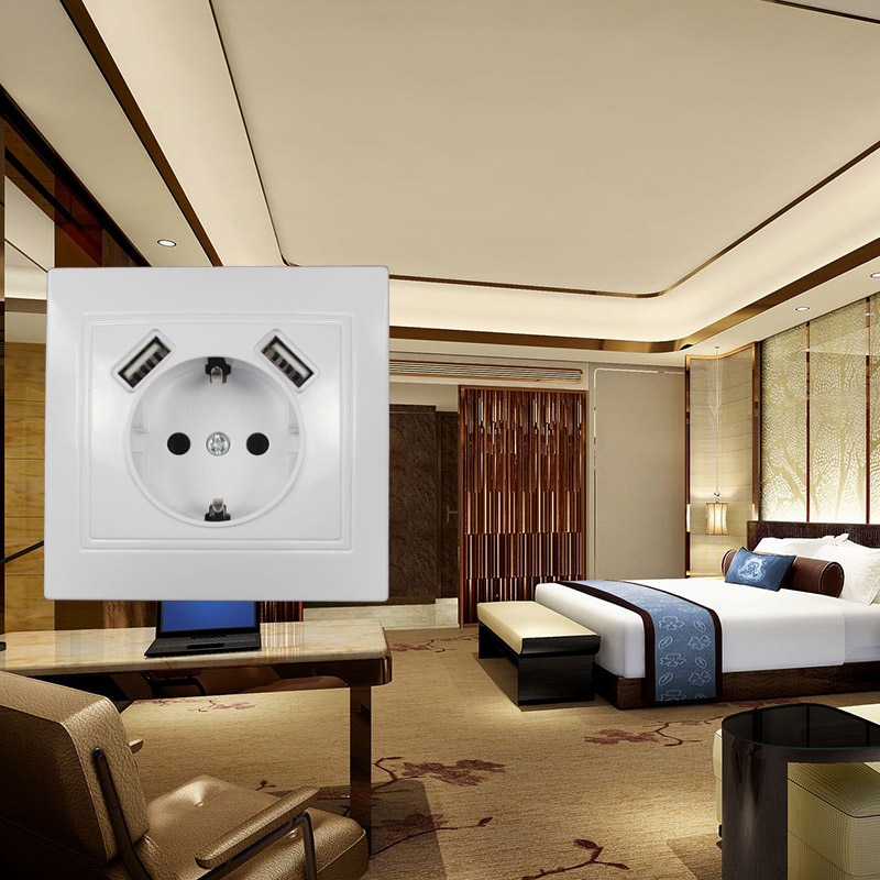 USB Wall Socket Charger 2 USB Port 5V 2A Usb Outlet Adapter Extension plug LM-01 TDM IEK