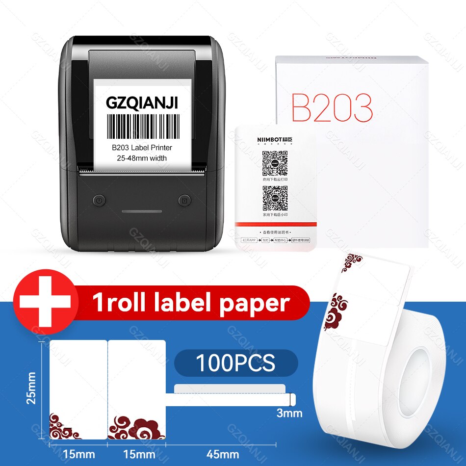 B203 Draagbare Handheld Thermische Label Maker Mini Barcode Qr Code Sticker Papier Kleur Rolls Sticker Kabel Tag Printer Niimbot: Add 1 LabelC