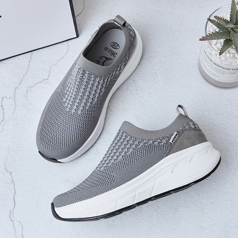 Sneakers Women Slip On Jogging Sport Shoes Breathable Mesh Summer Casual Shoe zapatos de mujer deportivo Spring: Grey / 6