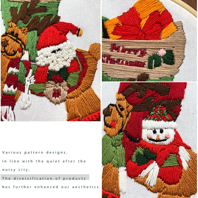 1 conjunto de ferramentas para bordado artesanal criativo de natal para iniciantes faça você mesmo kit de fios para ponto cruz
