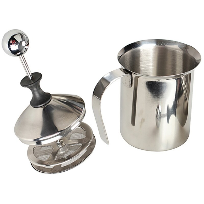 Manueller Milchaufschäumer 800ml Edelstahl – Doppelsieb Für Cremigen Schaum