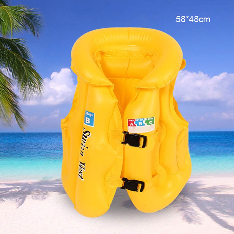 Baby Reddingsvesten Kids Pvc Float Opblaasbare Zwemmen Drijfvermogen Vest Zwemvest Zwemmen Aid Voor Tieners Leren Zwemmen Ring Aid: Yellow / S