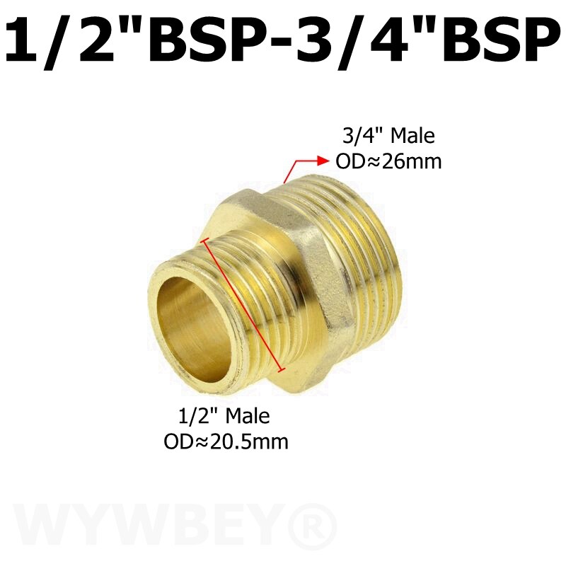 Messing sekskantet nippel rørfitting kobber adapter 1/8 1/4 3/8 1/2 3/4 han lige reduktionskoblingsforbindelse vand gas vvs samling: Dn15-dn20 04-06