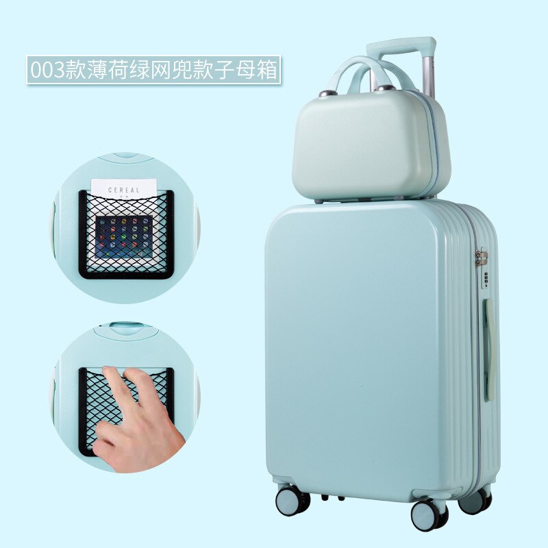 De Mode Universele Wiel Unisex Rits Trolley Case Krasbestendig Koffer Cabine Kofferbak Matte Effen Kleur: 006 mint green