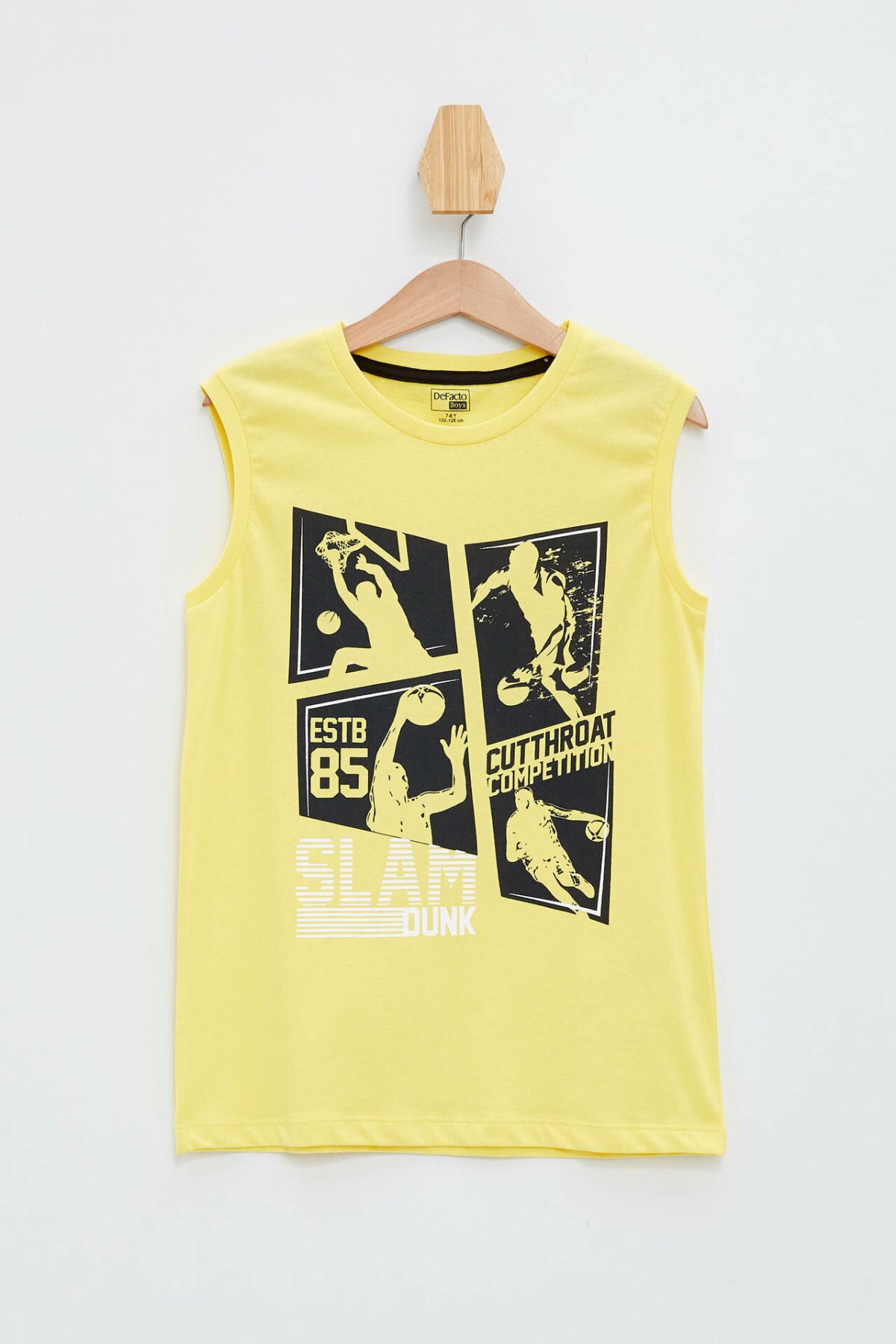 de facto Sommer Junge Oansatz Weste freundlicher Lässig Karikatur-aufbringen Panzer Jungen Spitzen Sport Komfort Neue Gelb-K6701A619SM