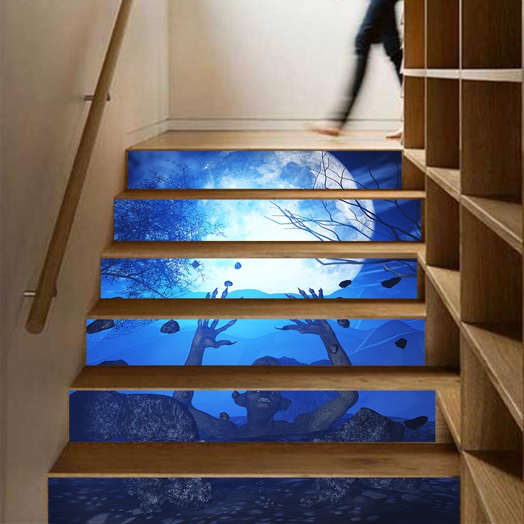 Halloween Home Decor Stickers for Home Staircase Decoration Stair DIY Riser Floor Sticker Stairs Wall Sticker Pegatinas /C