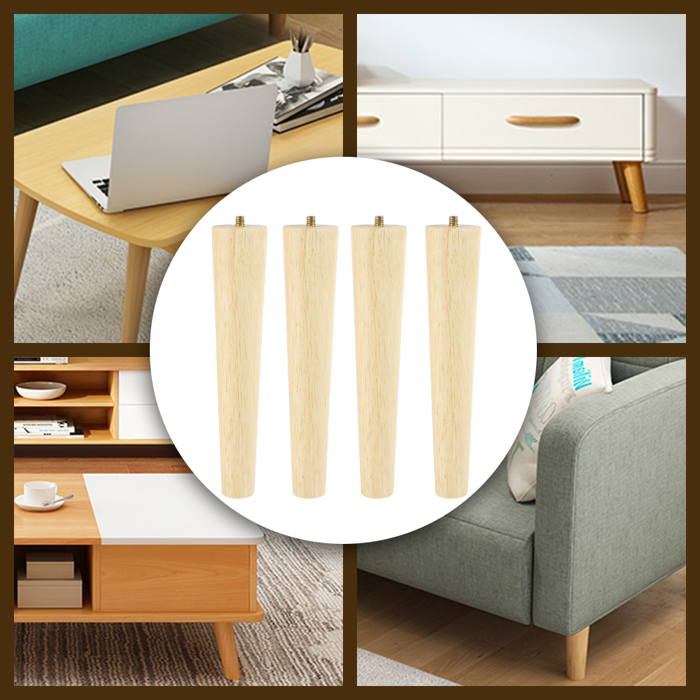 4 Uds patas de muebles patas de muebles sólidas de madera natural patas de mesa oblicuas/rectas Protector de suelo de muebles antideslizante decorar