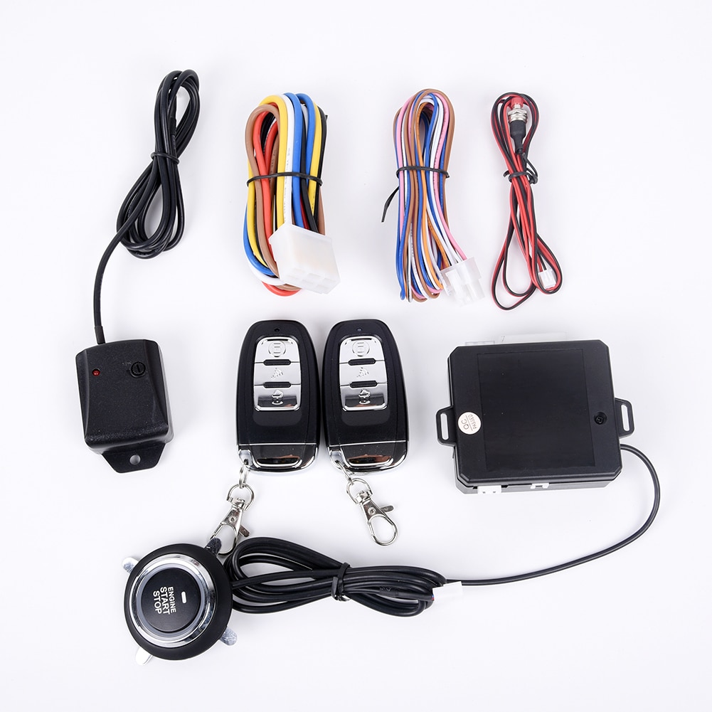 Tænding start push system fjernbetjeningssæt  dc 12v sensor antenne en knap vibrationsalarm