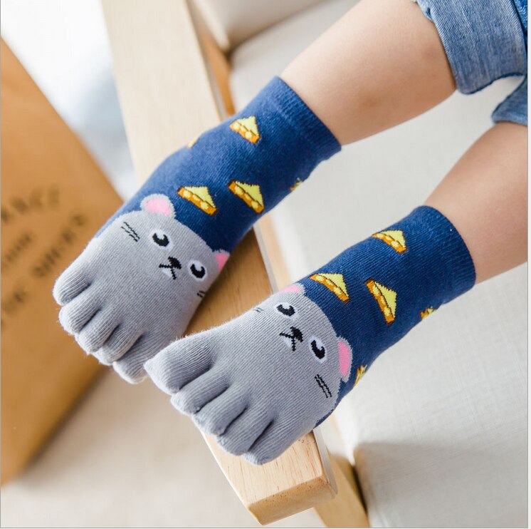 Jaar Kawaii Kinderen Sokken Katoenen Dier Jongens Meisjes Sokken Goedkope Stuff Teen Sokken voor Kids Vijf Vinger Sok 3 -7 T/7-12 T: A / 7 to 12 Years