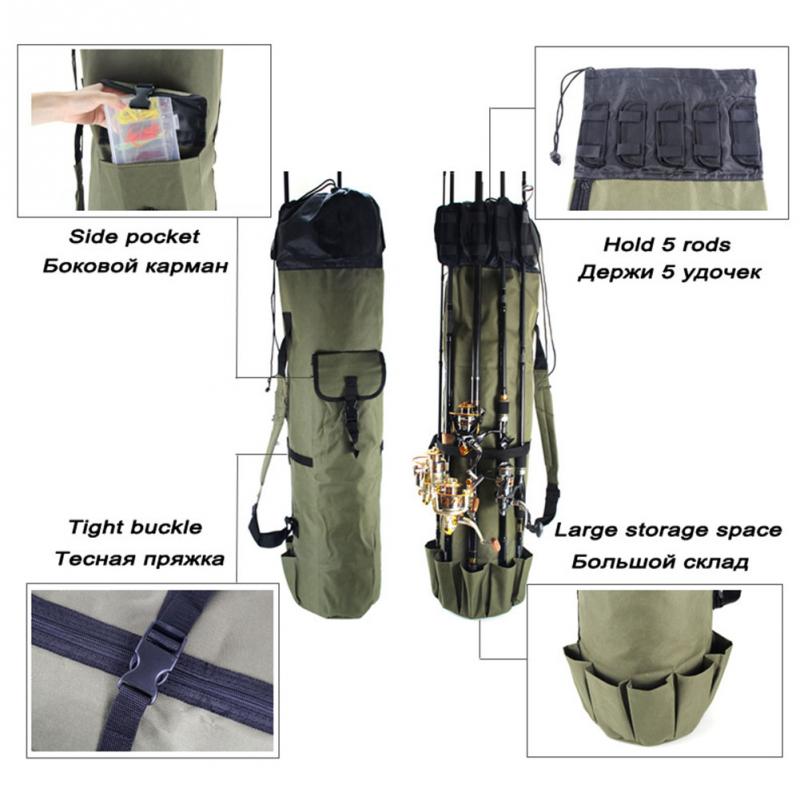 Waterproof Fishing Rod Bag Cylindrical Shape Nylon Fishing Bags Portable Large Capacity Multi Use Tackle Tools Storage Case Bag