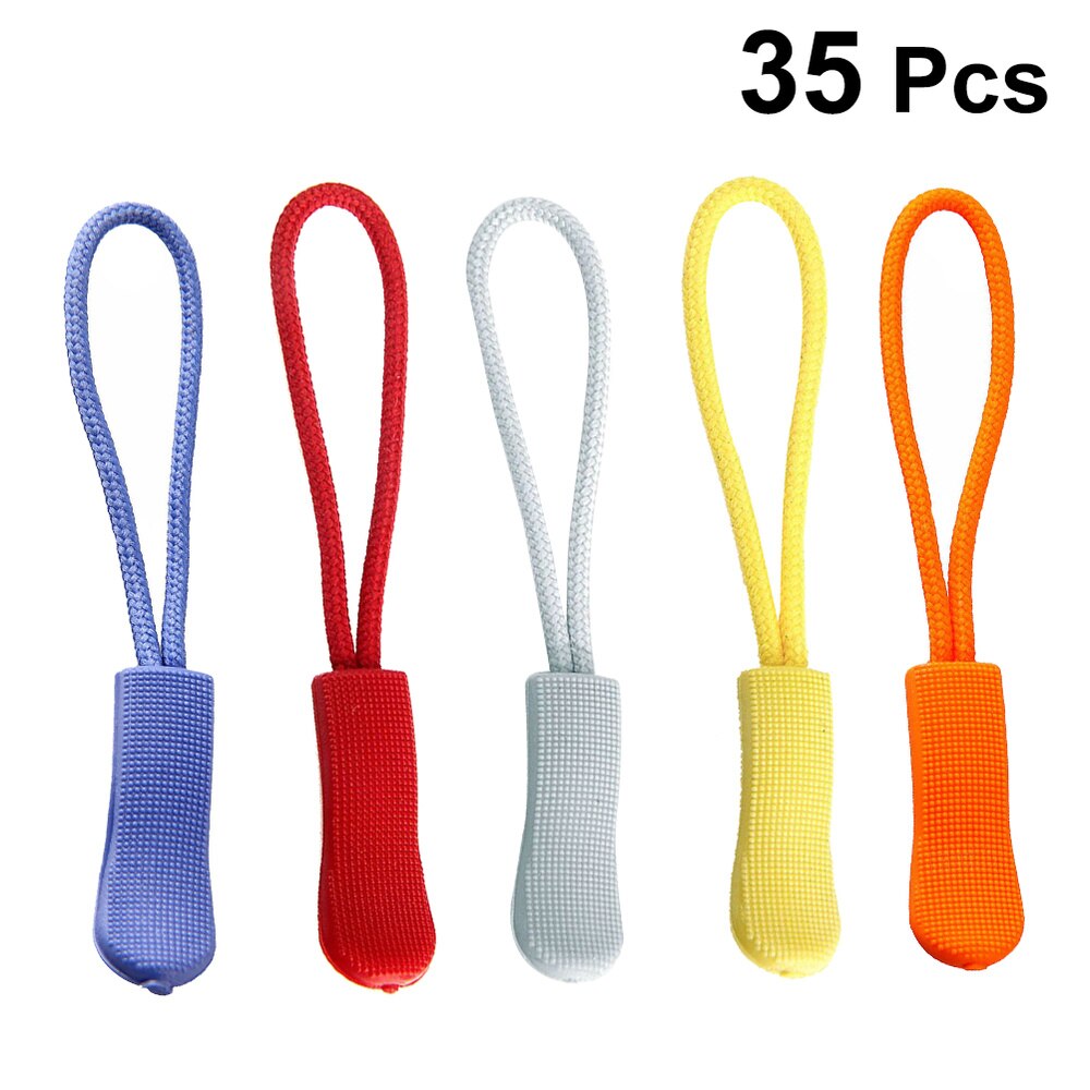 35 pcs Pull Cord Nylon Zipper Pull Cord Resin Pull Cord Pull Cord Nylon Pull Cord Zipper Head for Bag Garments