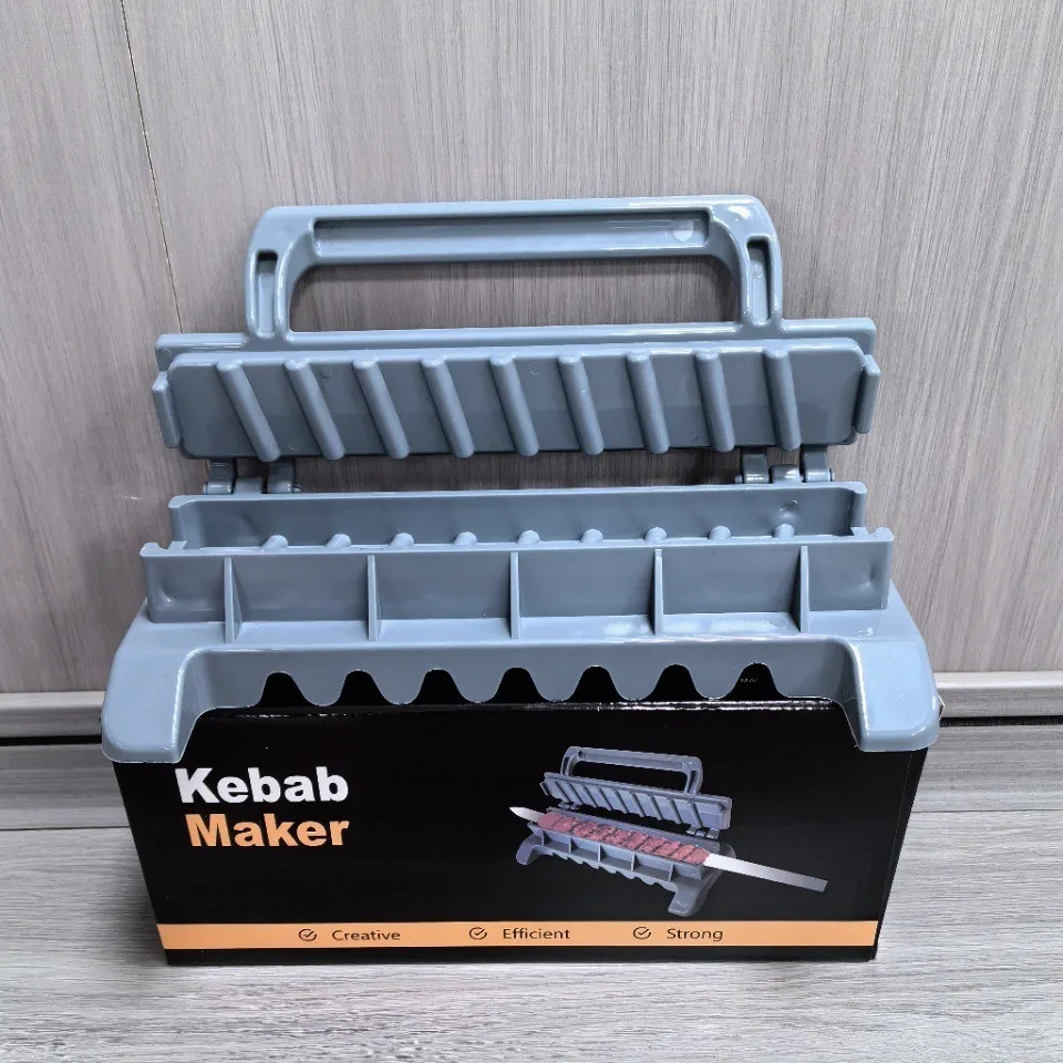 Kebab Maker BBQ Tools Meat Skewer Machine Kebab Press Maker Preparation Plastic Kabab Manual Kabob Mould Outdoor Camping Tools: SKY BLUE