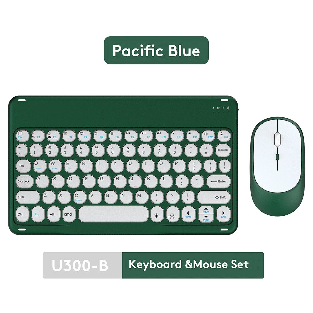 Bluetooth Keyboard Mouse French Arabic Spanish Teclado Sem Fio For Android Samsung Windows iPad Phone Tablet Wireless Keyboard: green keyboard mouse