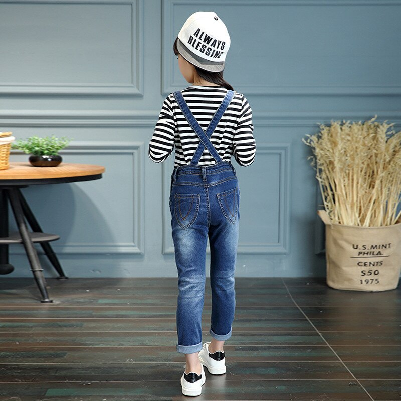 2020 outono crianças meninas denim macacão primavera calças jeans para meninas sólida criança macacão 8 10 12 anos adolescente menina macacão
