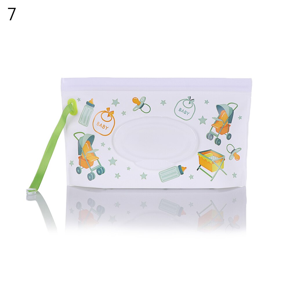 Portable Wet Wipes Bag Easy-carry Snap-strap Wipes Case Flip Cover Wet Wipes Container Stroller Self-sealing Cosmetic Pouch: 7