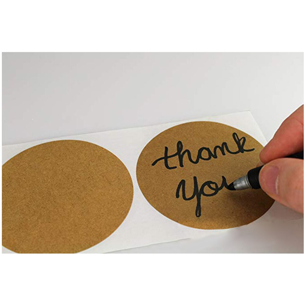 500Pcs Kraft Paper Labels Round Self-adhesive Stickers Baking Bag Labels