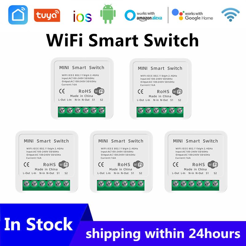 16A Mini Wifi Smart Switch Timer Wireless Switches Smart Home Automation Compatible With Tuya Alexa Google Home Voice Control
