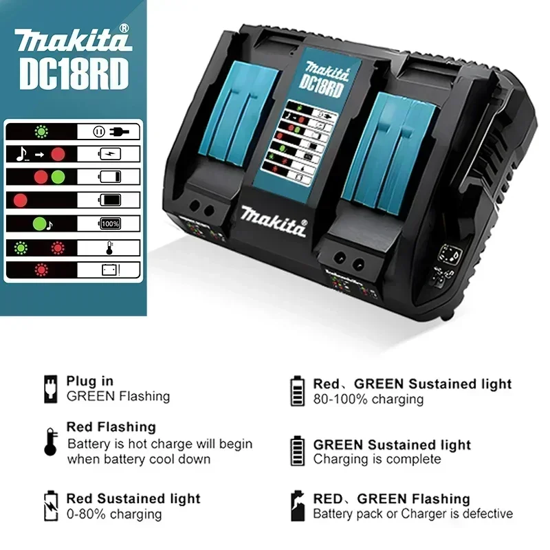 18v batterilader makita original,makita 18v 14.4v 10.8v 4 puertos lithium batteri hurtiglader ,18v makita batteri med lader