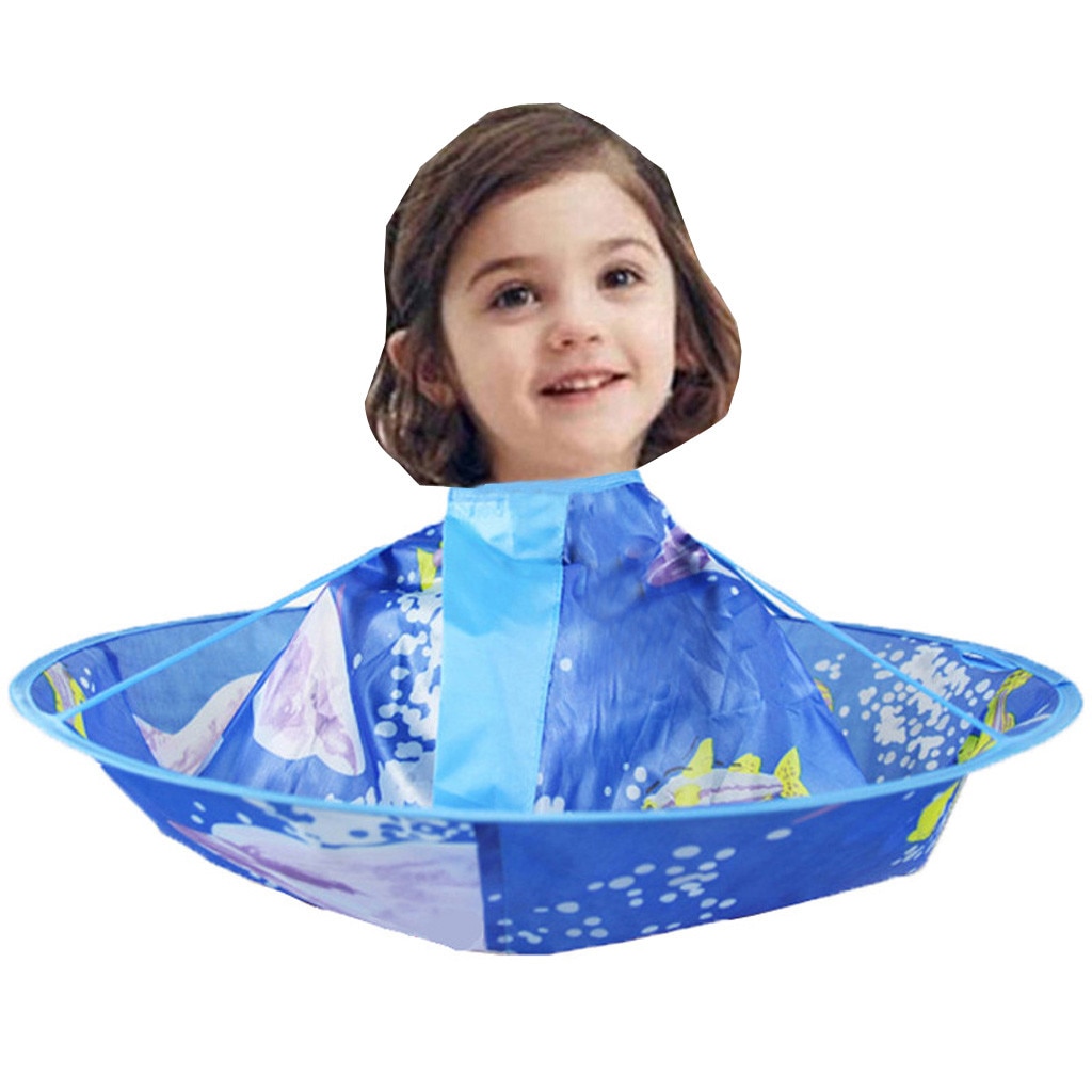 Enfants enfants coiffure Cape dessin animé imprimer vêtements Salon coiffure couverture barbier coiffeur imperméable cheveux coupe vêtements: Bleu