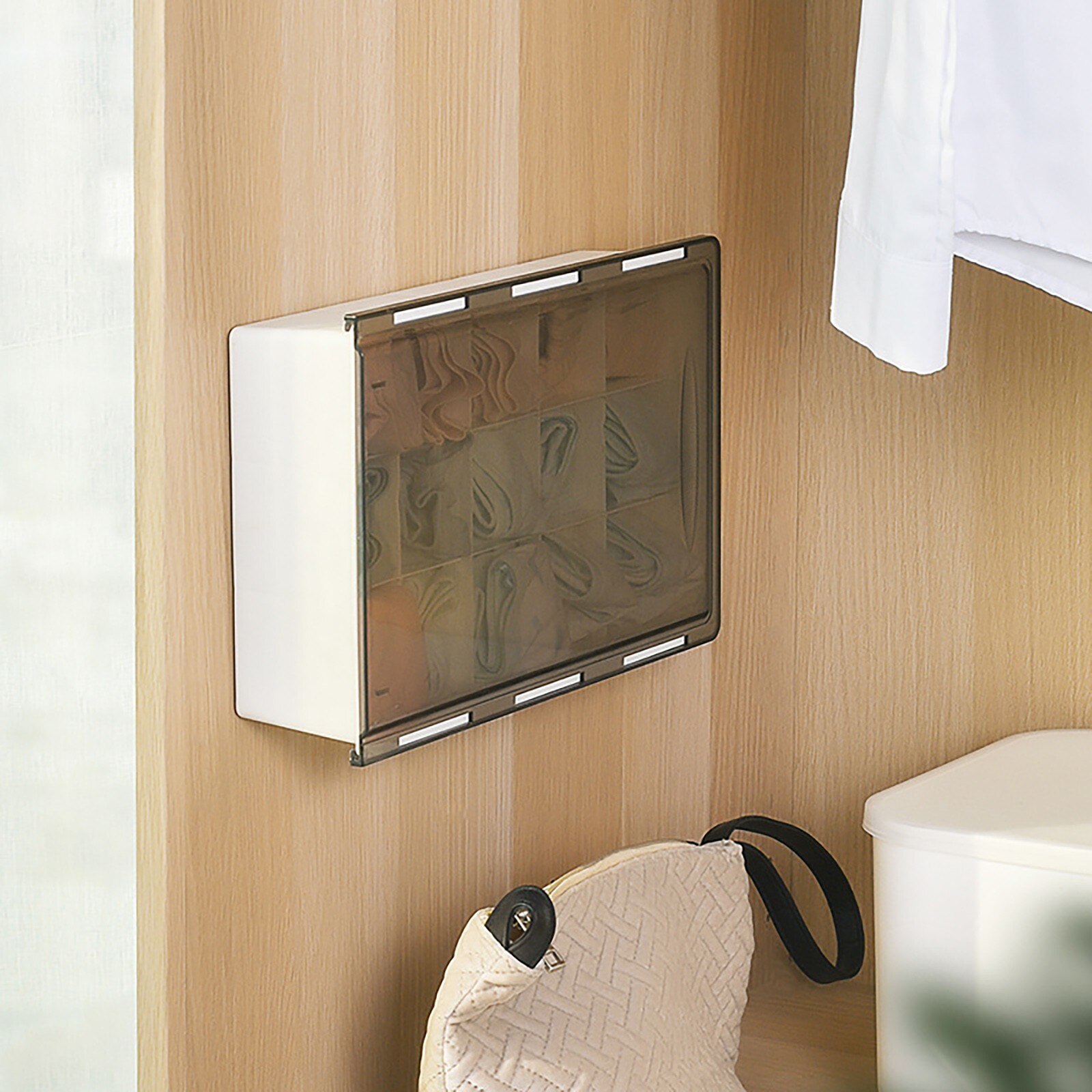 Wall-mounted Pull-out Underwear Storage Box Plastic Drawer Closet Hanging Underwear sock Storage Box Under the desk drawer