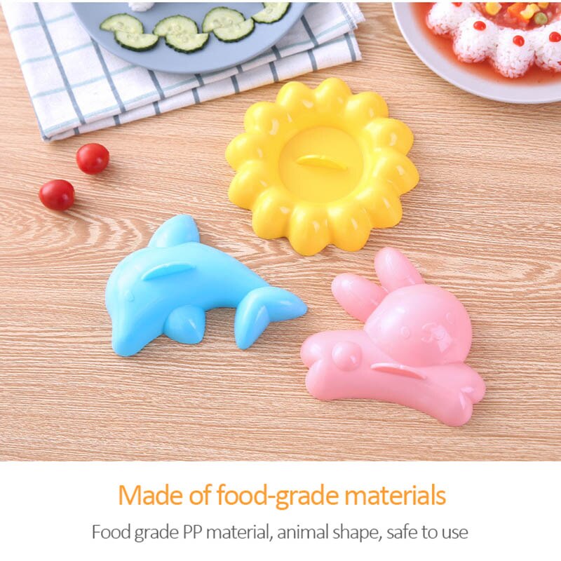 4 Uds niños almuerzo Bento molde DIY herramienta Linda 3D dibujos animados Animal Sushi hacer arroz cocina Accesorios
