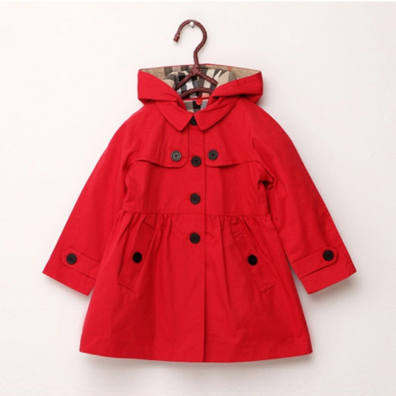 Kinderen Baby Meisjes Winter Windjack Jas Peuter Uniform Lange Mouw Knop Hooded Kinderen Meisje Jassen Bovenkleding