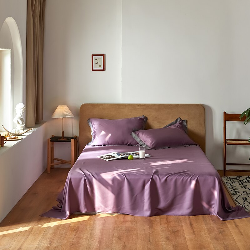 Sábanas de cama tamaño King, suaves y suaves, sensación lujosa, transpirables, refrigeración, hipoalergénicas: Purple
