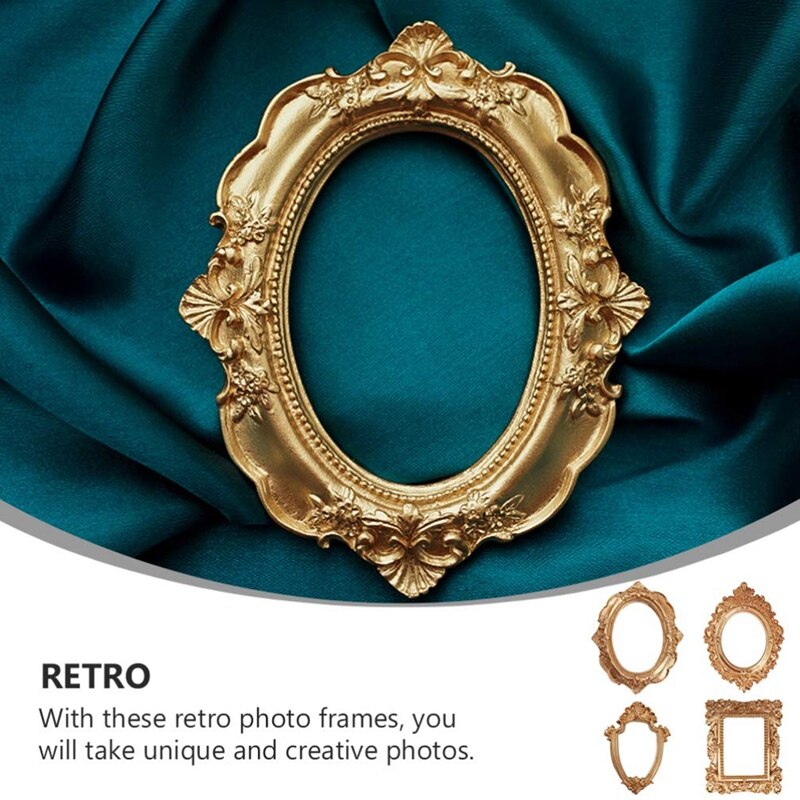Marco de fotos Vintage de 4 piezas, marco de fotos antiguo colgante de pared, marco de fotos de mesa, exhibición, decoración del hogar para vacaciones de Navidad