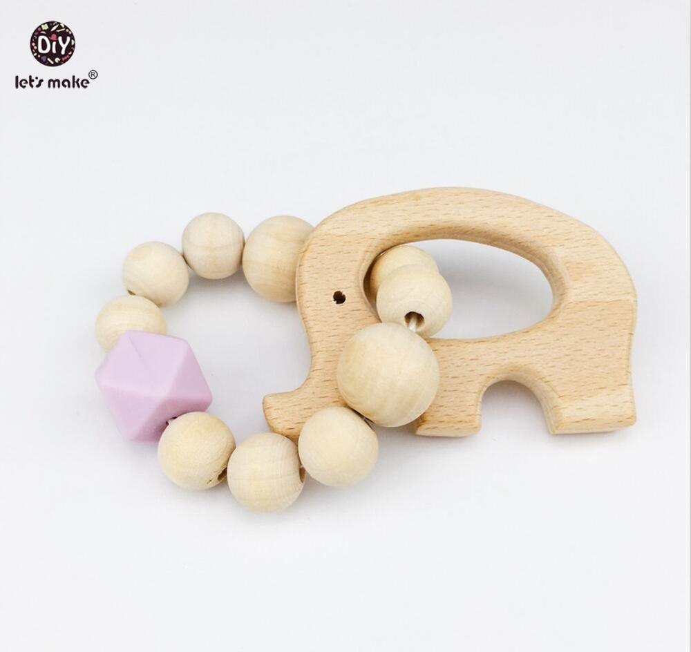 Bijtringen houten speelgoed dierenvormige sieraden bijtringen voor baby's organische houten siliconen kralen baby rammelaar kinderwagen accessoires speelgoed: Type 5