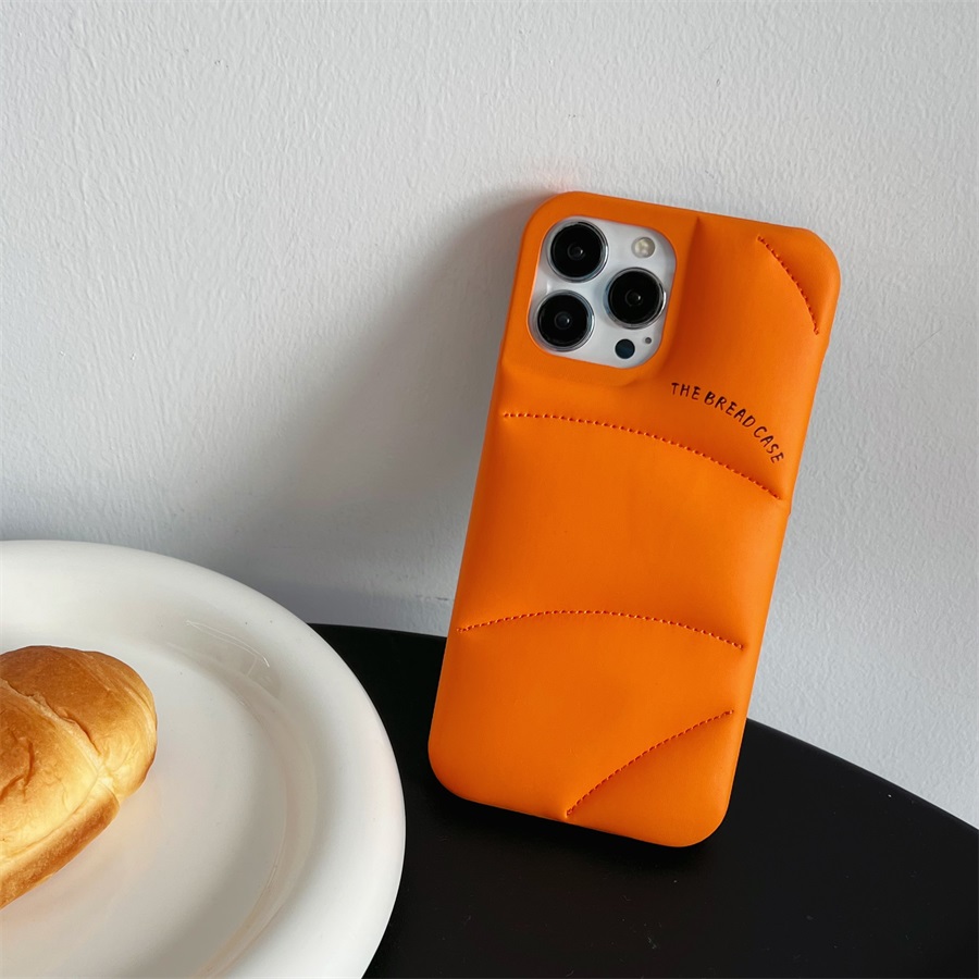 Funda The Bread para iPhone 15 14 13 12 Pro Max Plus, chaqueta acolchada, funda para teléfono a prueba de golpes, funda naranja