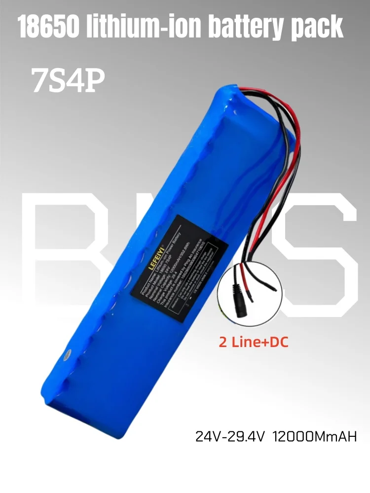24 V 12000 mAh 18650 7S4P Li-Ionen-Akku 25,2 V, geeignet für den Batteriewechsel von 29,4 V Elektrorollern: Grau