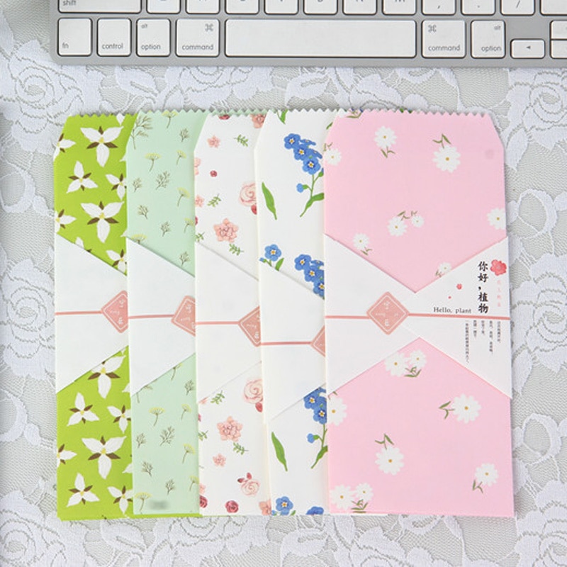 20 pcs/lot Plant Flower Paper Envelope Card Collage Passionate Mailing Children Students Prize Letter Paper