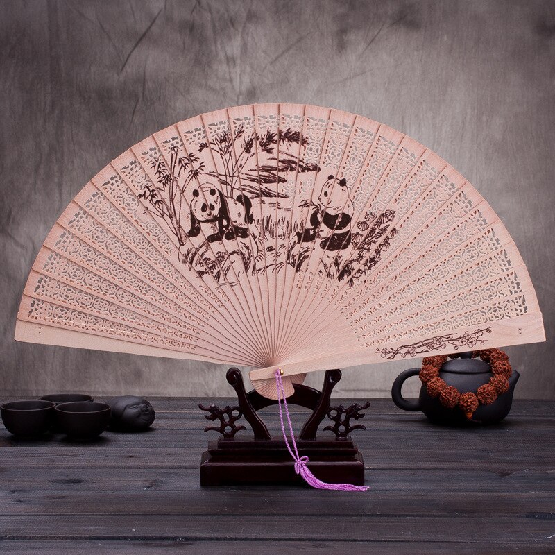 Hand Fan Japanese Decoration Fan for Dancing Wedding Hand Fans Folding Chinese Crafts Home Decor Garden: Green Bamboo panda