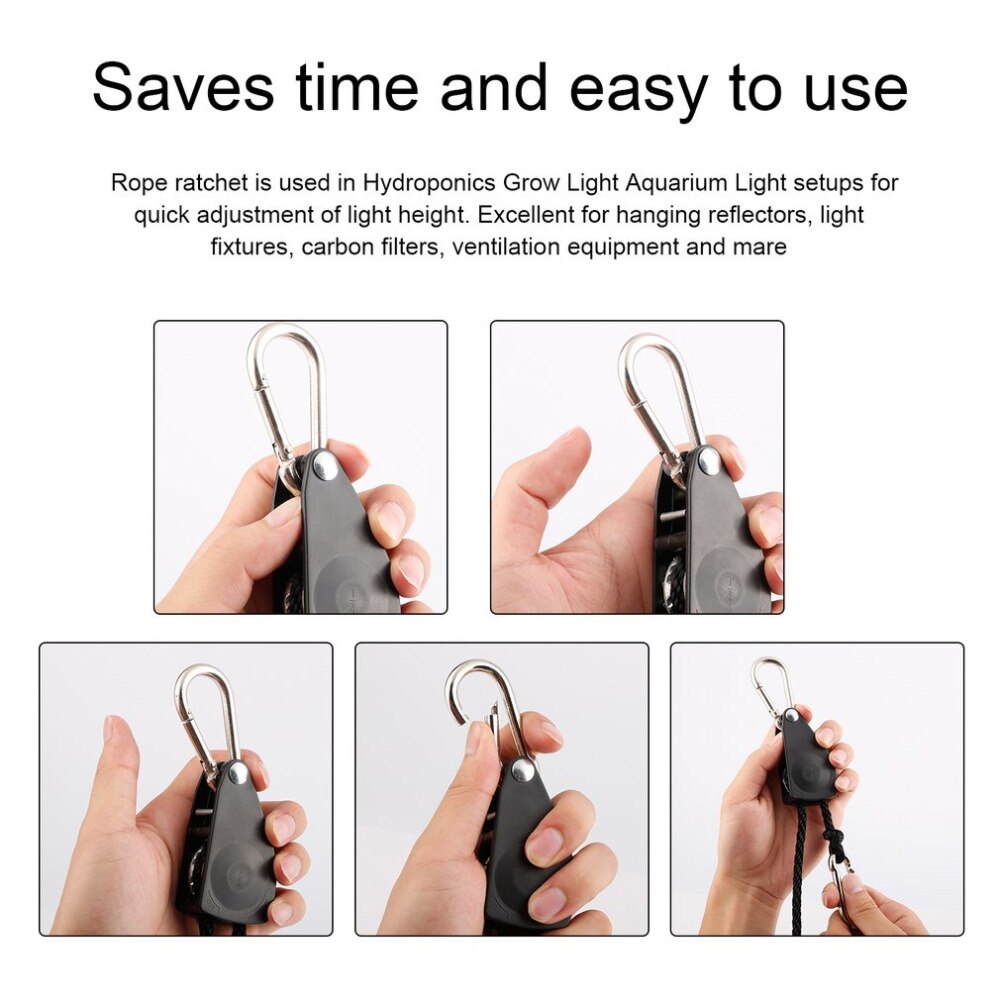150lbs Reflector Hangers Load 1/8 Grow Light Rope Ratchet Lights Lifters for Reflector Hood Aquarium LED Plant Grow Tent