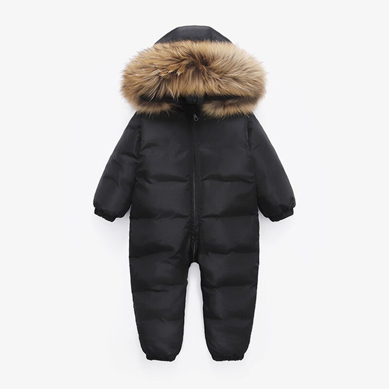 Kids Winter Hooded Jumpsuit Donsjack Baby Jongen Snowsuit Parka Natuur Bont 90% Eend Donsjack Voor Meisje Kleding Jas overalls