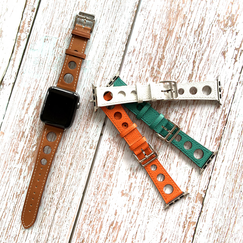Pulsera de cuero con agujero hueco a la para Apple Watch, correa de 38 40 41mm 42 44 45mm, correa de reloj iWatch Series 3 4 5 6 7 SE