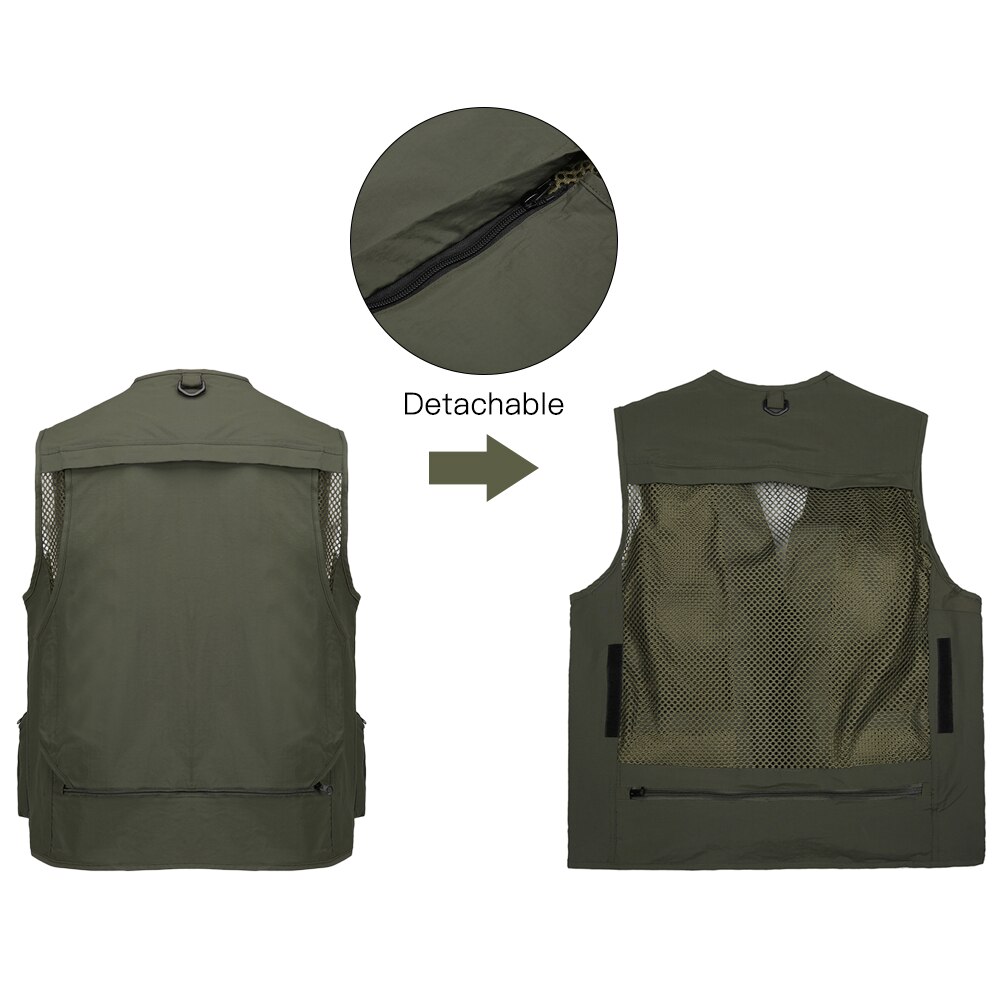Fishing Vests Quick Dry Breathable Multi Pocket Mesh Vest Sleeveless Jackets Outdoor Unloading Photography Hiking Fish Vest