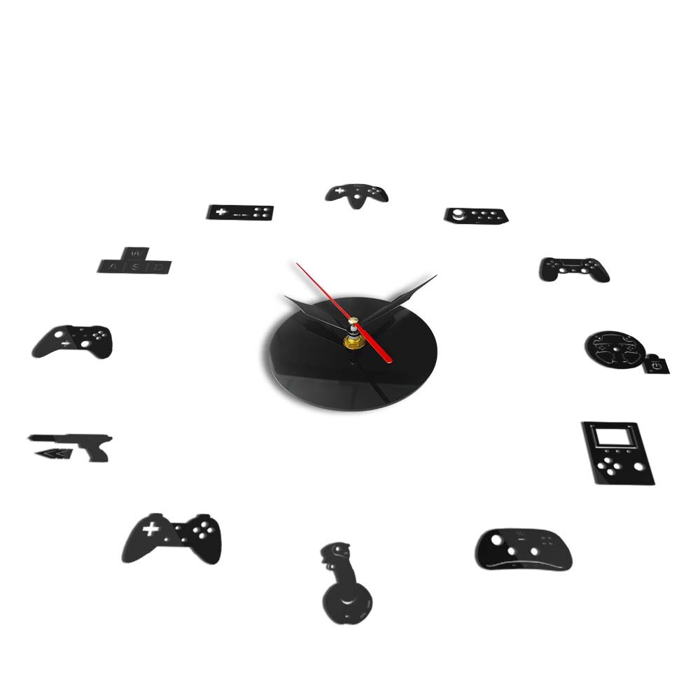 Game Controller Mirror Surface DIY 3D Acrylic Wall Clock Gamer Passion Hobby Video Games Buttons Virtual World Boy Bedroom Decor