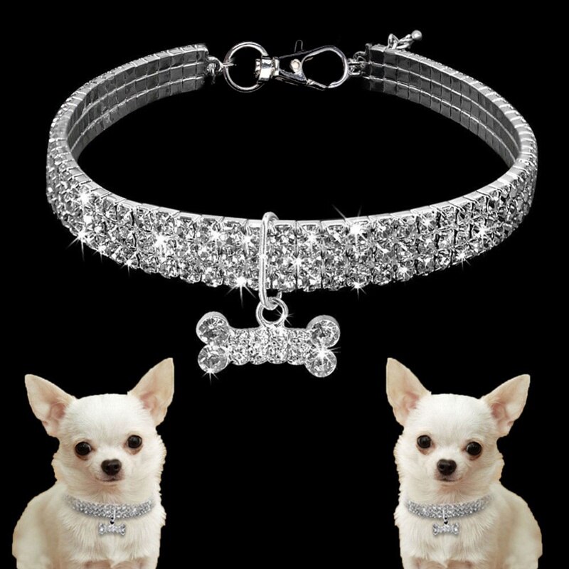 Bling Strass Halsband Legering Diamant Puppy Pet Kat Kraag Maat S/M/L Halsbanden Lijnen Kleine honden Mascotas Accessoires