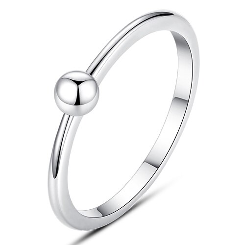 ELESHE 925 Sterling Silver Finger Rings With Crystal Zircon INS Simple Geometric Beaded Rings for Women Fine Jewelry: 6 / YJ1325