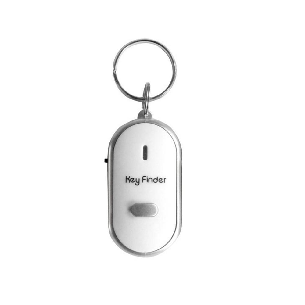 LED Security Whistle Key Finder Motion Sensor Flashing Beeping Sound Alarm Anti-Lost Keyfinder Locator Tracker with Keyring: White