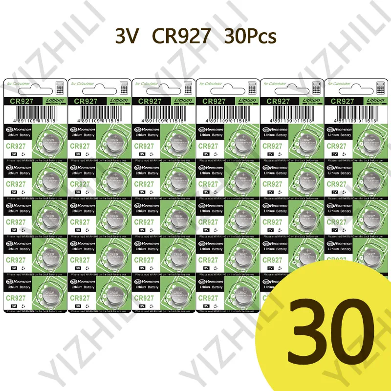 CR927 3V Electron 3V baterías de litio batería de botón para relojes juguetes Control calculadora juguete: Blanco