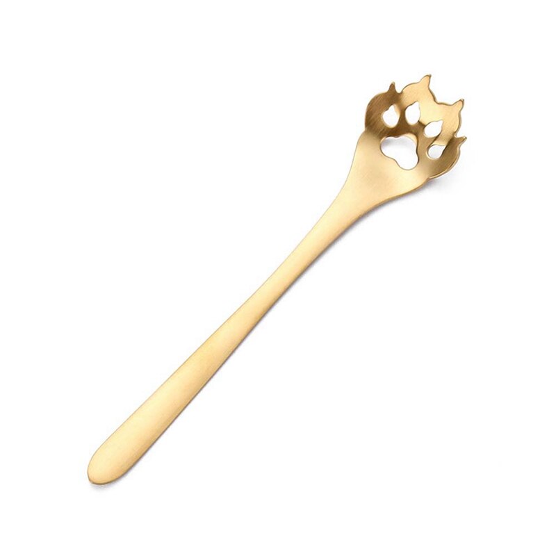 Rostfritt stål silver rosa guld hund katt tass ihålig sked omrörning sked te kaffe efterrätt skedar söta köksredskap: Gd2
