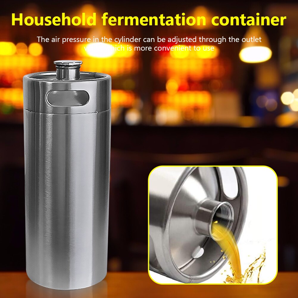 135oz 4L Stainless Steel Mini Keg Style Growler Canteen Craft Beer Homebrewing Beer Barrel