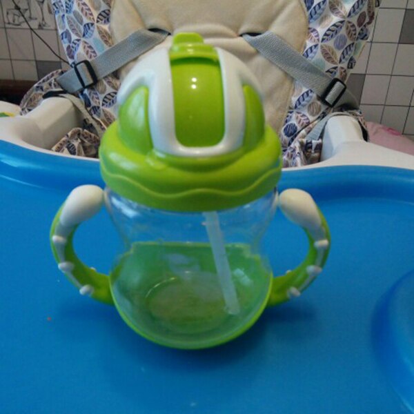 320ml Baby Bottle Kids Cup Silicone Children Training Cups Cute Baby Drinking Water Straw Handle Feeding Bottle